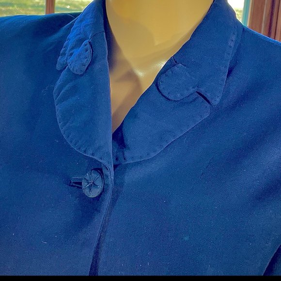 ▪️VTG▪️FORSTMANN▪️1940's 1950's 2-Piece Navy Blue Tailored Wool Skirt Suit - Picture 3 of 15